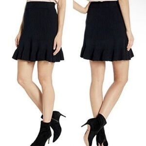 Free People Solid Gold Ruffle Mini Skirt Black NWT